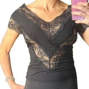 Black Lace Off Shoulder Top – Romantic Gothic Lace Blouse